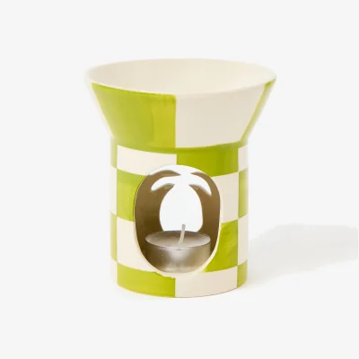 Oliver Bonas Green Chequerboard Ceramic Pineapple Oil Burner