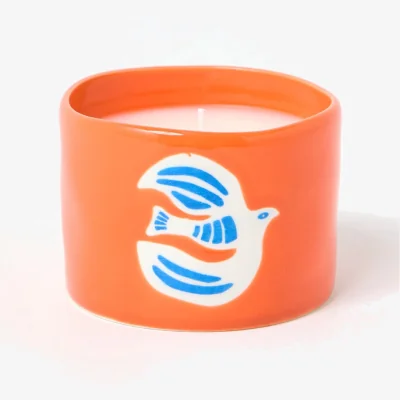 Oliver Bonas Orange Ceramic Bird Candle