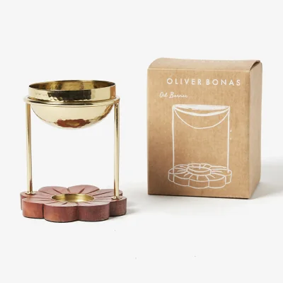 Oliver Bonas Hamilton Flower Gold Metallic Oil Burner