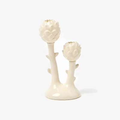 Oliver Bonas Artichoke White Ceramic Candelabra