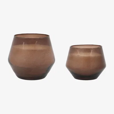 Perch and Parrow Ambience Glass Candle in Brown Oud Rose, Set of 2