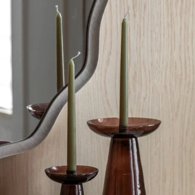 Perch and Parrow Lucera Tapered Dinner Candles in Olive, Set of 8