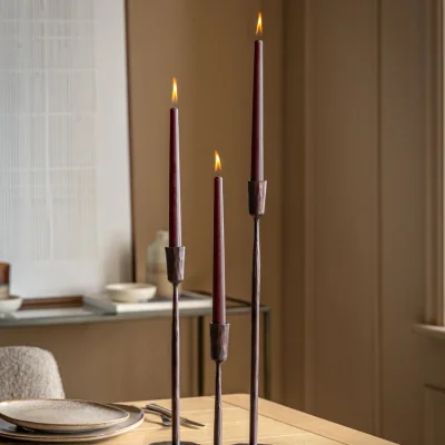 Perch and Parrow Lucera Tapered Dinner Candles in Espresso, Set of 8