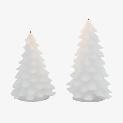 Perch and Parrow Forest Tree Christmas LED Candle, Set of 2