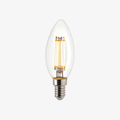 Perch and Parrow Ultra Efficient Class A E14 Led Filament Candle Non-Dimmable in Glass and Bright Nickel