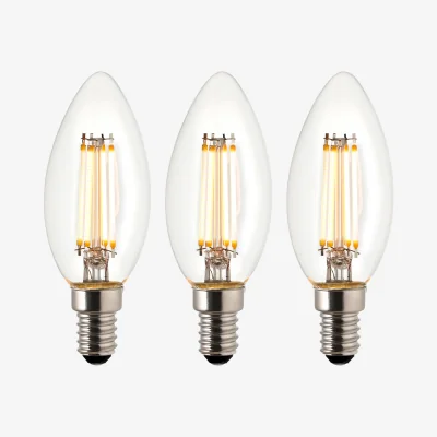 Perch and Parrow E14 Led Filament Candle - 3 Pack  in Glass