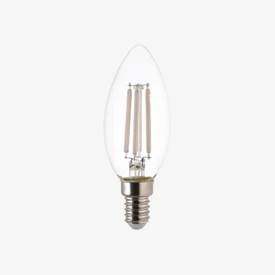 Perch and Parrow White Filament E14 Led Candle Non-Dimmable in Glass and Bright Nickel