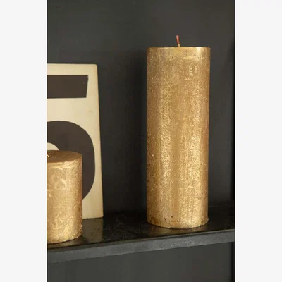 Rockett St George Metallic Gold Shimmer Pillar Candle - Large