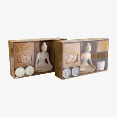 The Range Yoga Pose Incense Gift Set, Zen Tea Sandalwood Candles - White