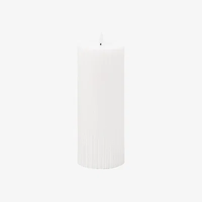 The Range Luxer Collection Natural Glow 3.5x9 Texture Ribbed LED Candle - White