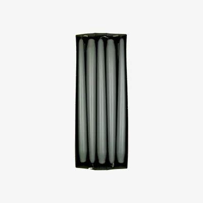 The Range Tapered Dinner Candles, Pack of 10, Unscented, 24 cm - Ecru Matt Finish - Silver Metallic