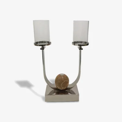 The Range OrbGlow Twin Candle Stand - Silver