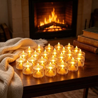The Range Rose Design Flameless LED Candles Operated Candles light 24 Pcs - White
