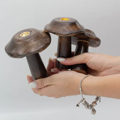 The Range Flat Incense Cone Mushrooms Set for Meditation and Decor - Brown