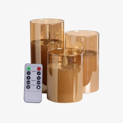 The Range 3Pcs Flameless LED Candle Set with Remote - Gold