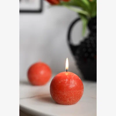 Rockett St George Unique Ball Candle In Rust Orange