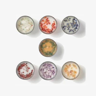 The Range Chakra candles gift set with healing crystals  set of 7 - Black