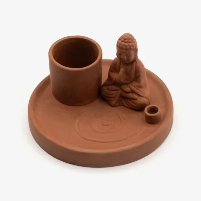 The Range Multi Purpose Buddha Incense Plate Natural Terracotta Style - Brown