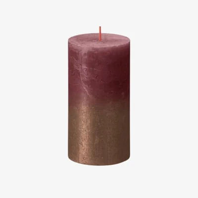 The Range Velvet Red & Copper Rustic Pillar Candle - Red
