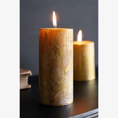 Rockett St George Shiny Gold Pillar Candle - Tall