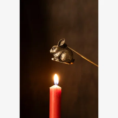Rockett St George Antiqued-Gold Rabbit Candle Snuffer