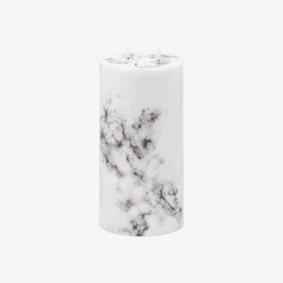 The Range Luxer Collection Natural Glow 6x12 Marble Effect LED Candle Modern Decor - White