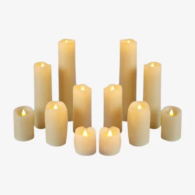 The Range 12pc Flame Effect Candles Warm White LED - Ivory