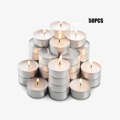 The Range Unscented Tea Light Candles Pack of 50 Smokeless Burn - Grey