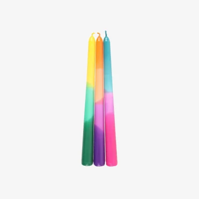 The Range Something Different Aura Energy Dipped Taper Candle Set (Pack of 3) - Multicoloured