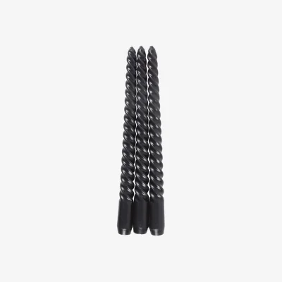 The Range Something Different Dark Romance Twist Taper Candle (Pack of 3) - Black
