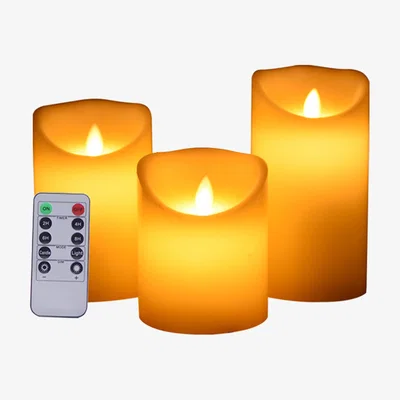 The Range 3Pcs Remote-Control LED Candle Set - Beige-White