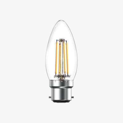 The Range 4.5W LED Filament, candle, B22, 470lm, Dim, 2700K Bulb - Warm White / 1