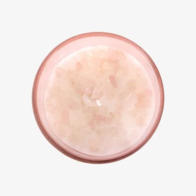 The Range Gratitude Wild Rose Crystal Candle Rose Quartz & Fragrant Glow - Pink
