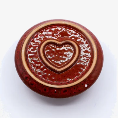 The Range Mandala Palo Santo Smudge Holder, Heart Shaped Ceramic Incense Dish - Red