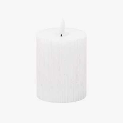 The Range Textured Ribbed Led Pillar Candle - White