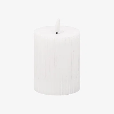 The Range Textured Ribbed Led Pillar Candle - White