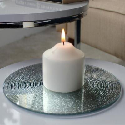 The Range Round Glitter Candle Plate - Silver