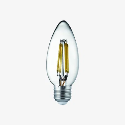 The Range Pack 10 E27 LED Filament Candle Lamps- 6W, 540Lm, Warm White - Clear