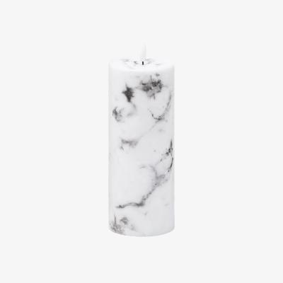 The Range Luxer Collection Natural Glow 3.5x9 Marble Effect LED Candle - White