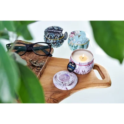 The Range Art Tin Candle Assorted Design Vintage Christmas Spiced - Blue