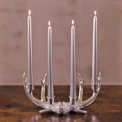 The Range 4 Pack Silver Taper Candle - silver
