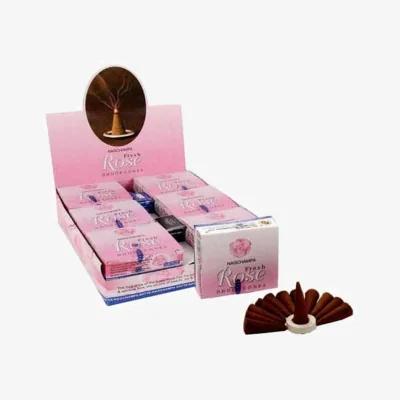 The Range Fresh Rose Nag Champa Dhoop Cones - 20 Min Aroma - Pink