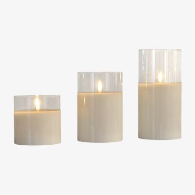 The Range Set of 3 Clear LED Hurricane Candles - White