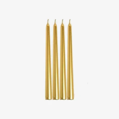 The Range Christmas Gold Taper Candle 4pc - Gold