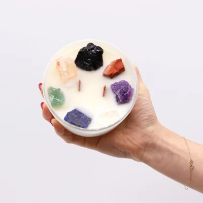 The Range Large Chakra Crystal Candles Seven Charkra - Brown