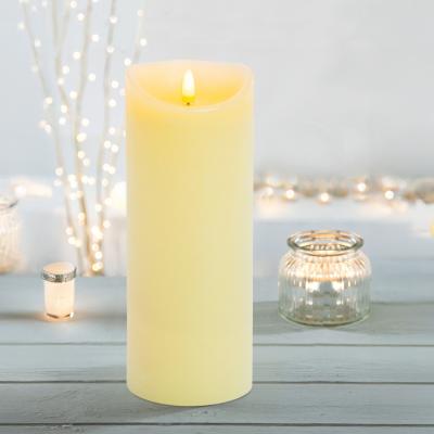 The Range Real Wax Flickering LED Battery Candle Dancing Flame Cream Pillar 23cm - Cream
