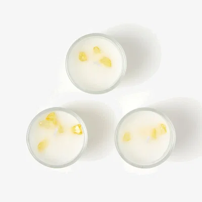 The Range Crystal Scented Candle Gift Set Pack of 3 with Natural Gemstones - Yellow