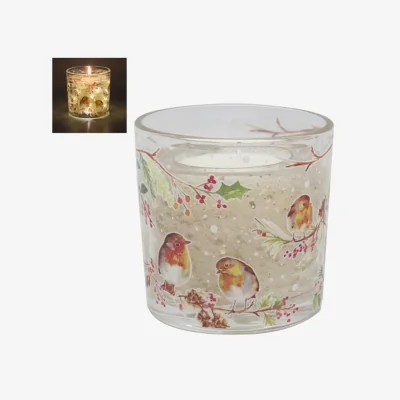 The Range Winter Robins LED Candle Multicolour - Metallics