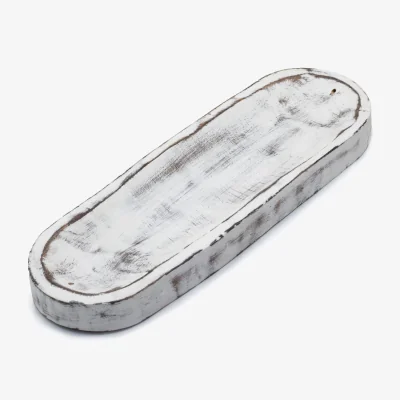 The Range Large Whitewash Incense Tray, Handcrafted, Elegant - White