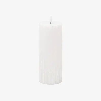 The Range Luxer Collection Natural Glow 3x8 Textured Ribbed LED Candle - White